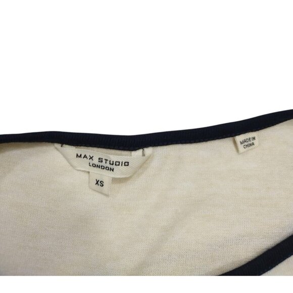 Striped short sleeve casual top by Max Studio London, navy and white. Size XS. - Picture 3 of 7